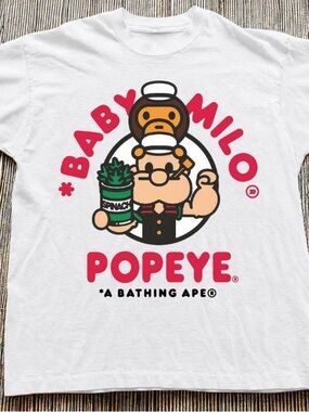 Gildan White T-shirt with Red Baby Milo x Popeye Graphic